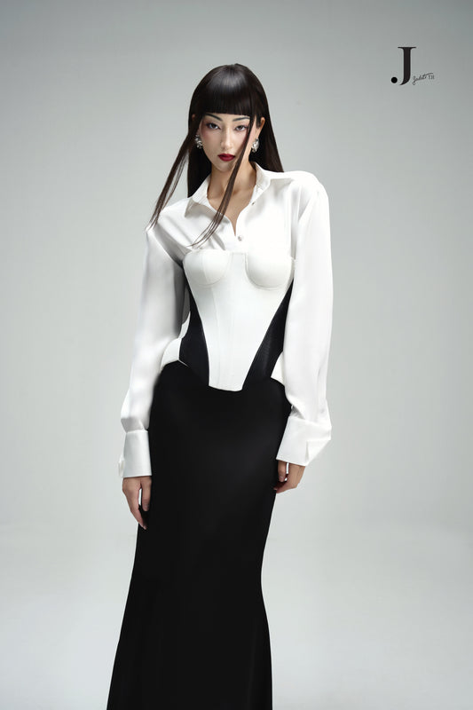 Planny White Shirt & Iron BW Corset & Kim B Maxi-Skirt