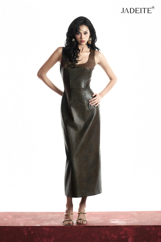 Cara Leather Midi Dress