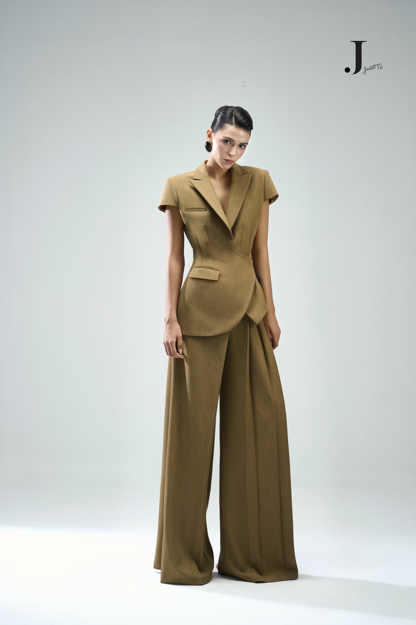 Structure Olive Blazer & Wide Olive Pants